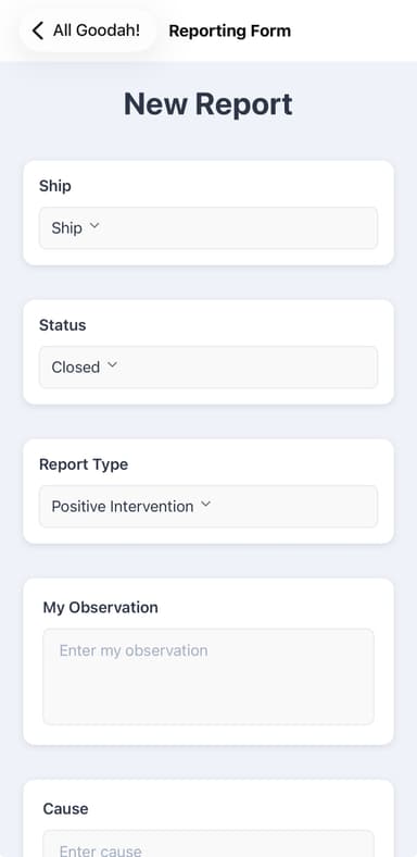 All Goodah report form